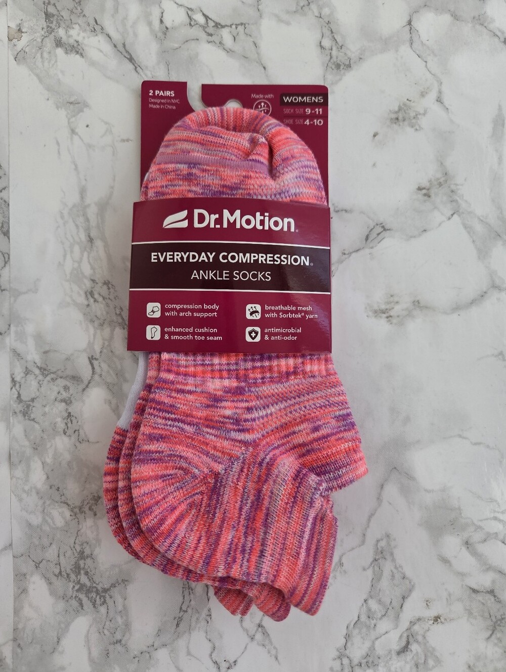 Dr. Motion Ankle Socks 2 Pairs Compression Socks Size Socks 9–11 Shoe 4-10